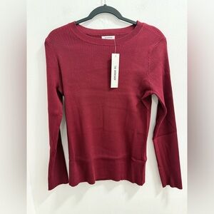 Blu Pepper Ribbed Long Sleeve Sweater in Deep Wine